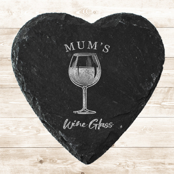 Heart Slate Mum's Wine Glass Drink Mother's Day Gift Personalised Coaster