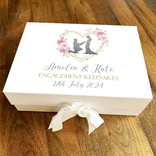 Keepsakes Silver Personalised Engagement Keepsake Hamper Gift Memory Box