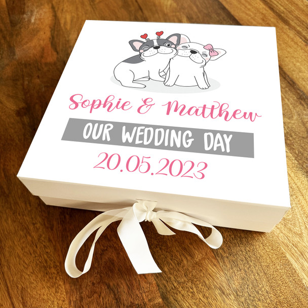 French Bulldog Dog Animal Personalised Square Wedding Day Gift Memory Box