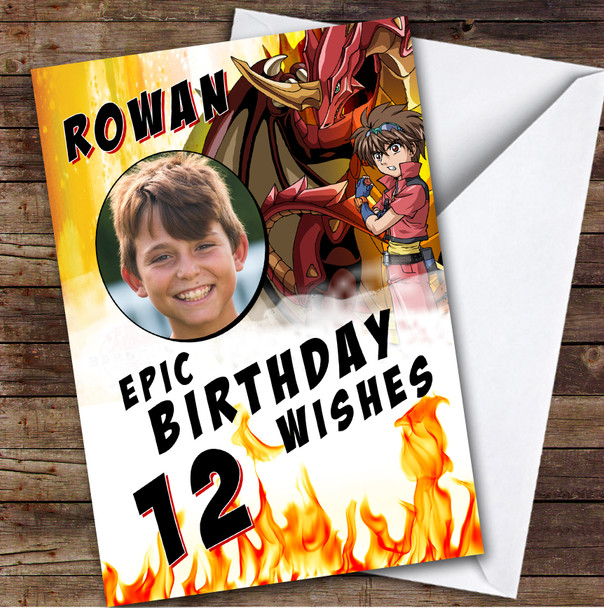 Bakugan Battle Wishes Any Age Photo Kids Personalised Children's Birthday Card