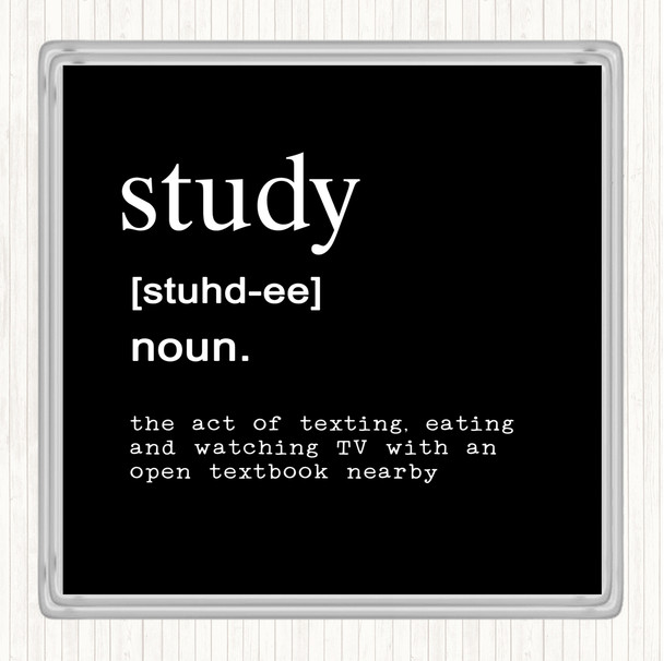 Black White Word Definition Study Quote Coaster