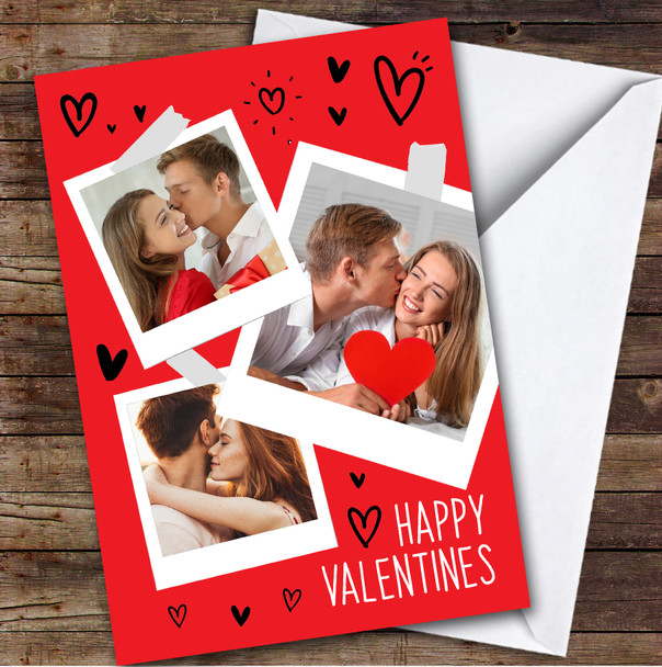 Polaroid Photos Happy Hearts Romantic Personalised Valentine's Day Card