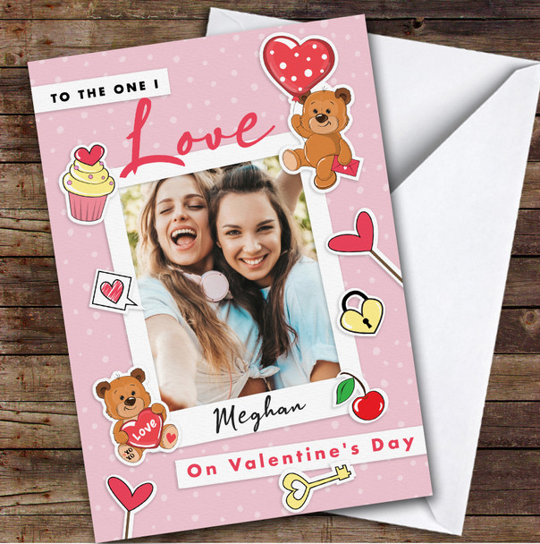 Cute Teddy Bear Stickers Photo Romantic Personalised Valentine's Day Card