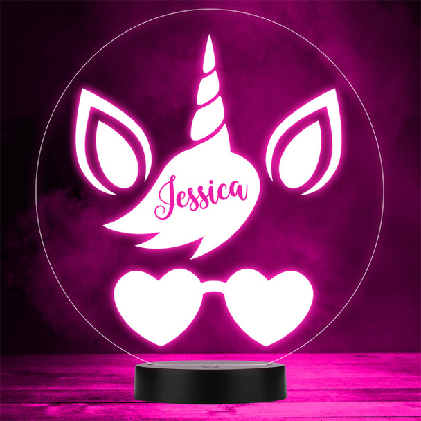 Cool Unicorn Wearing Heart Sunglasses LED Personalised Gift Night Light