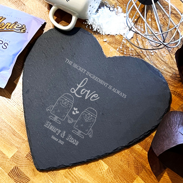 Heart Slate Salt & Pepper Shaker Love Personalised Serving Board
