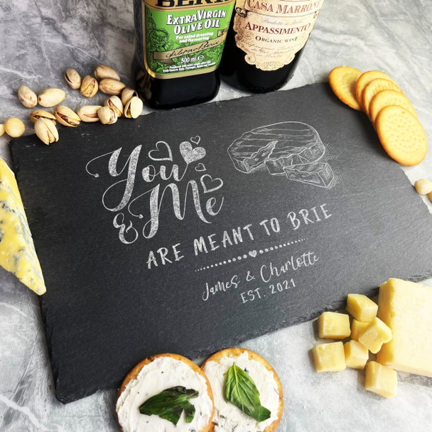 Rectangle Slate Couple You And Me Brie Cheese Personalised Serving Board