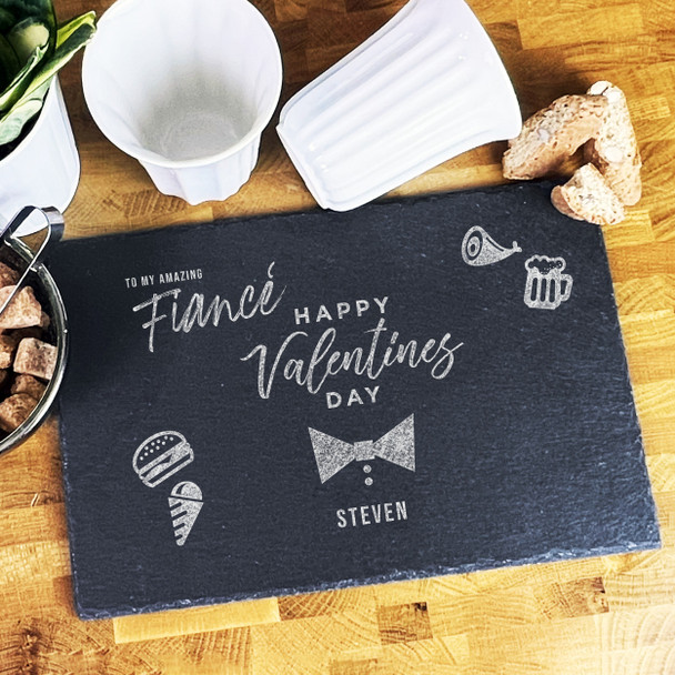 Rectangle Slate Valentine's Day Amazing Fiancé Bow Tie Serving Board