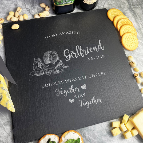 Square Slate Amazing Girlfriend Cheeses Selection Cheese Serving Board