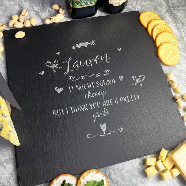 Square Slate It Might Sound Cheesy Cheese Personalised Serving Board