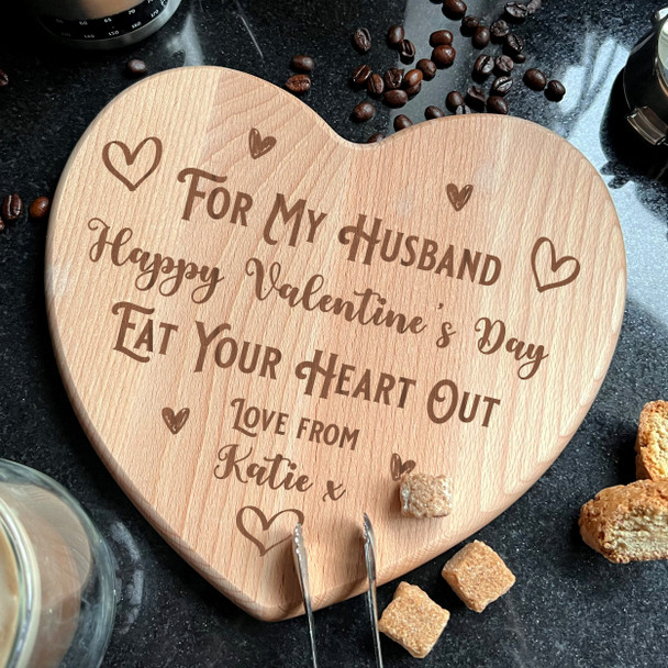 Wood Heart For My Husband Valentine's Day Personalised Serving Board