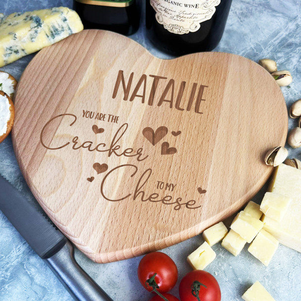 Wood Heart Cracker To My Cheese Personalised Serving Board
