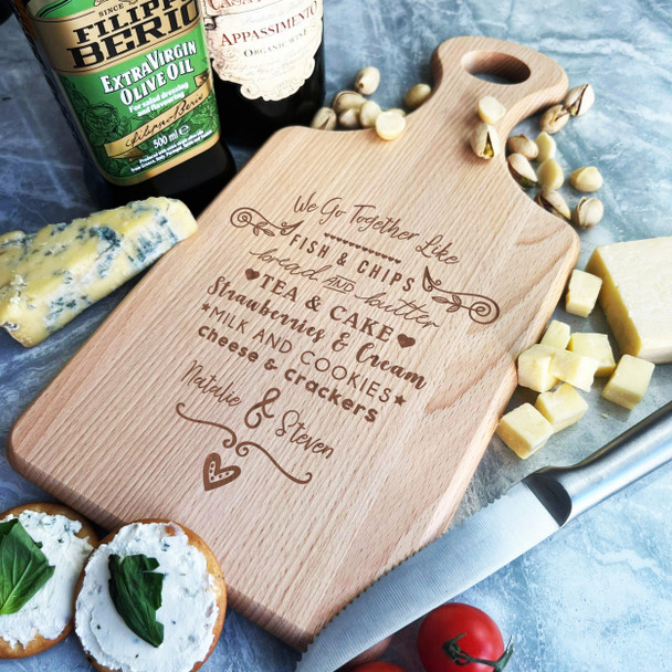 Wood Paddle Couple We Get Together Like Personalised Chopping Board