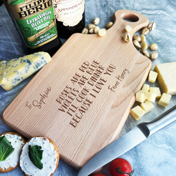 Wood Paddle Poem Roses Are Red Cooking Personalised Chopping Board