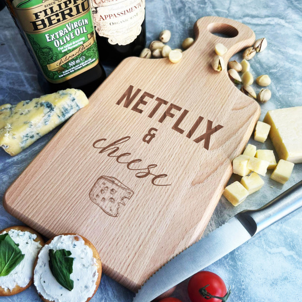 Wood Paddle Netflix & Cheese Personalised Serving Board