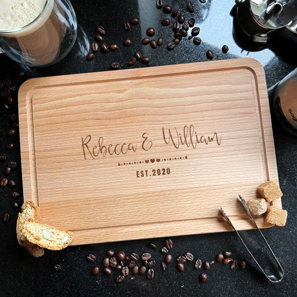 Wood Rectangle Couple Name Established Date Personalised Chopping Board