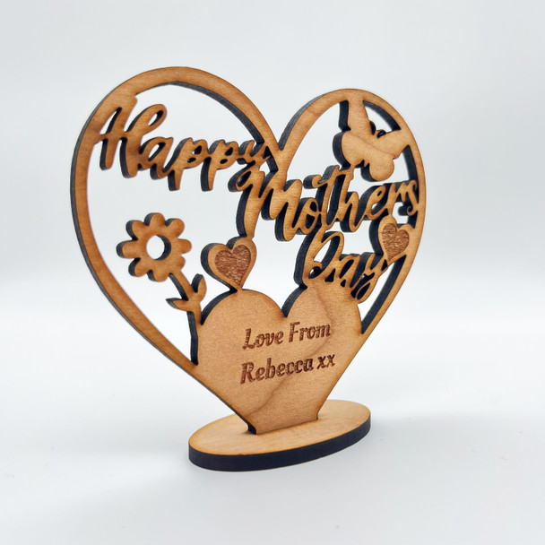 Happy Mother's Day Butterfly Flower Heart Engraved Keepsake Personalised Gift