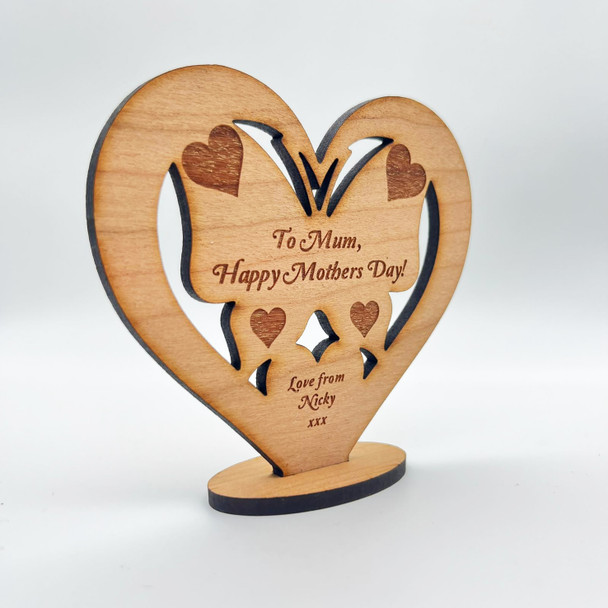 Hearts & Butterfly Mum Mother's Day Heart Engraved Keepsake Personalised Gift