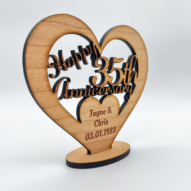 Happy 35th Wedding Anniversary Heart Engraved Keepsake Personalised Gift