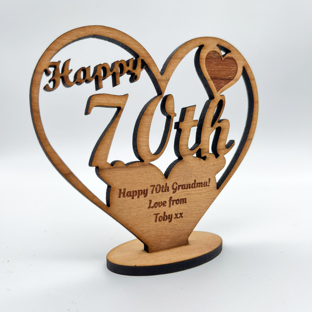 Happy 70th Special Birthday Heart Engraved Keepsake Personalised Gift