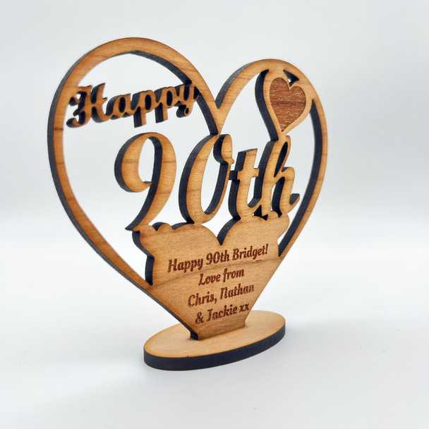 Happy 90th Special Birthday Heart Engraved Keepsake Personalised Gift