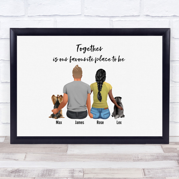 White Dog Romantic Gift For Him or Her Personalised Couple Print