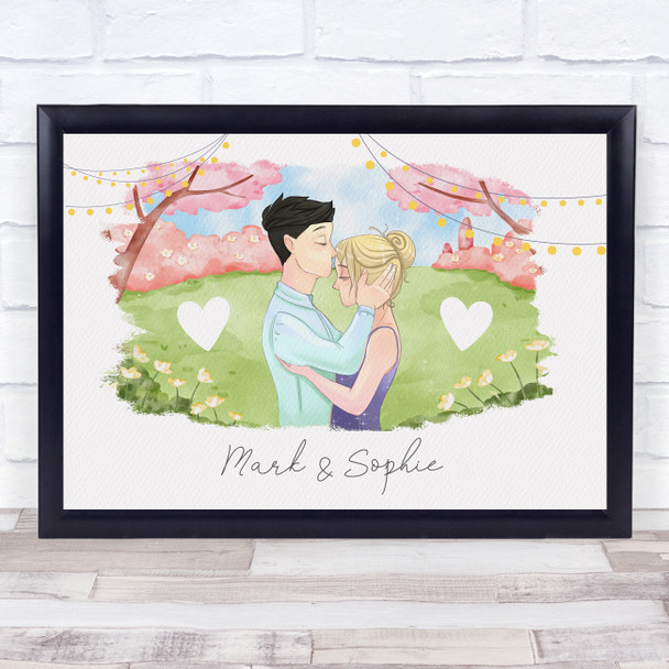 Garden Nature Lights Romantic Gift For Him or Her Personalised Couple Print