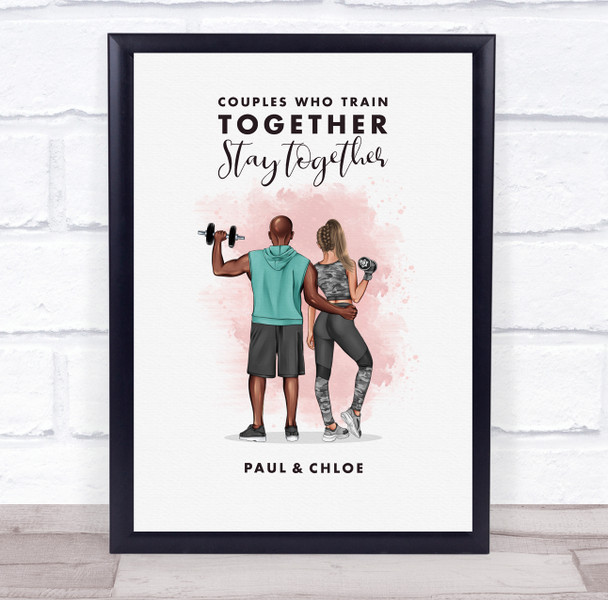 Pink Splash Gym Romantic Gift For Him or Her Personalised Couple Print