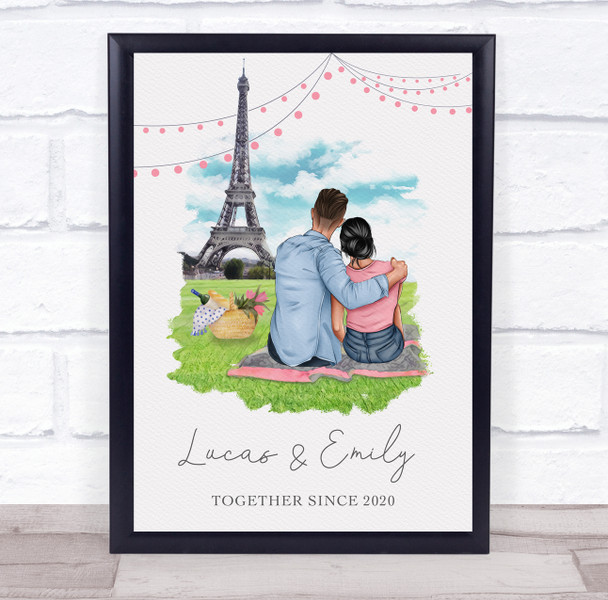 Paris Picnic Romantic Gift For Him or Her Personalised Couple Print