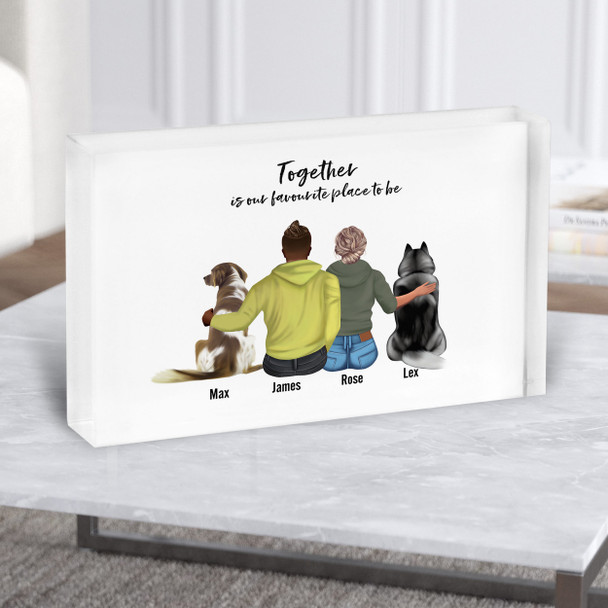 White Background Dog Gift For Him or Her Personalised Couple Acrylic Block