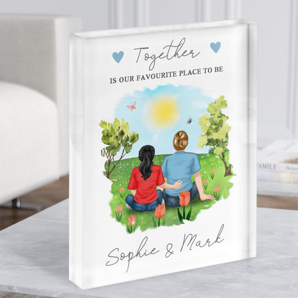 Favourite Place To Be Gift For Him or Her Personalised Couple Acrylic Block