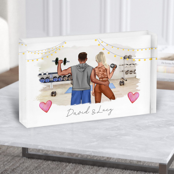 Indoor Gym Romantic Gift For Him or Her Personalised Couple Acrylic Block