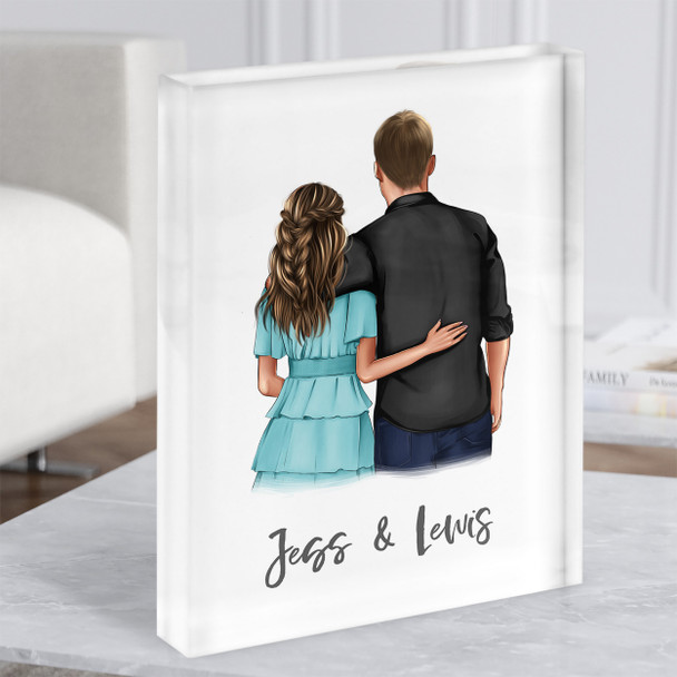 Hug White Romantic Gift For Him or Her Personalised Couple Acrylic Block