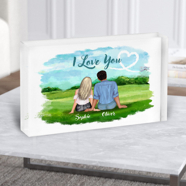 Outdoor Field Romantic Gift For Him or Her Personalised Couple Acrylic Block