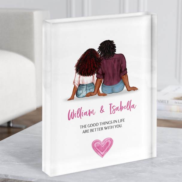 Better With You Romantic Gift For Him or Her Personalised Couple Acrylic Block