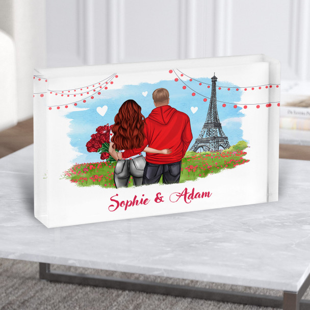 Paris Flowers Romantic Gift For Him or Her Personalised Couple Acrylic Block