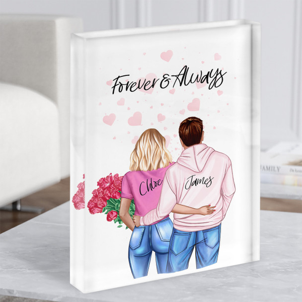 Forever Bursting Hearts Gift For Him or Her Personalised Couple Acrylic Block