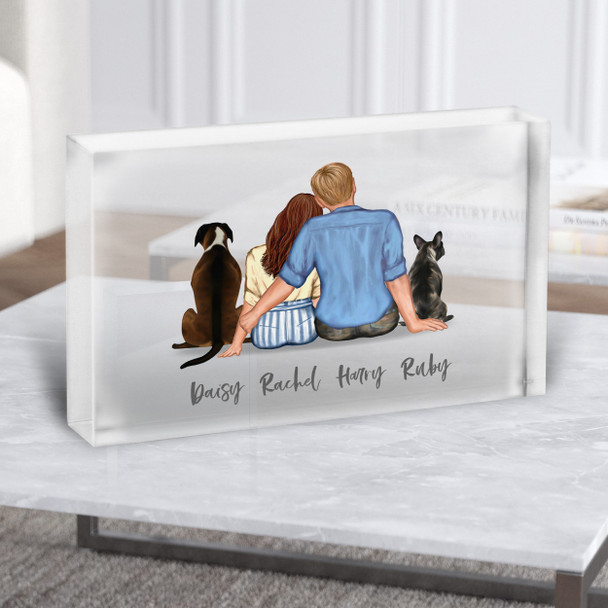 2 Dogs Family Gift For Him or Her Personalised Couple Clear Acrylic Block