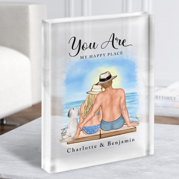 Yacht Ocean Background Gift For Him Her Personalised Couple Clear Acrylic Block