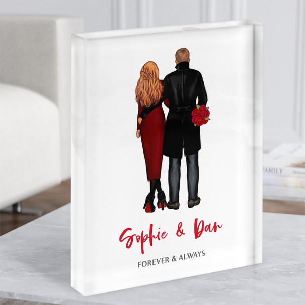 Forever & Always Red Gift For Him or Her Personalised Couple Acrylic Block