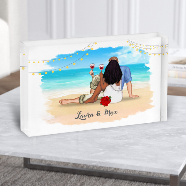 Beach Sea Wine Romantic Gift For Him or Her Personalised Couple Acrylic Block