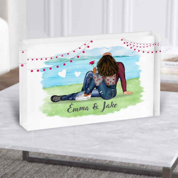 Outdoor Lake Grass Gift For Him or Her Personalised Couple Acrylic Block