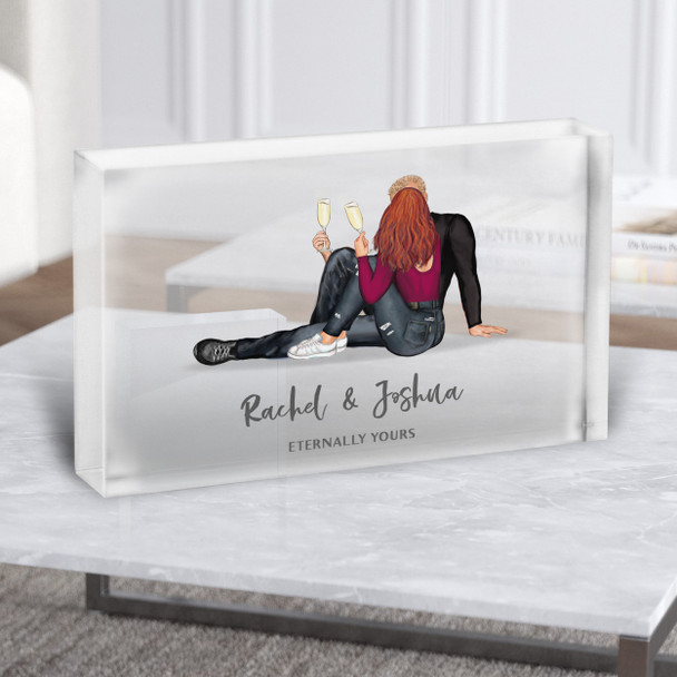 Champagne Eternally Yours Gift Him Her Personalised Couple Clear Acrylic Block