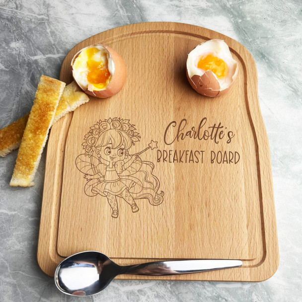 Little Fairy Personalised Gift Boiled Eggs & Toast Soldiers Kids Breakfast Board