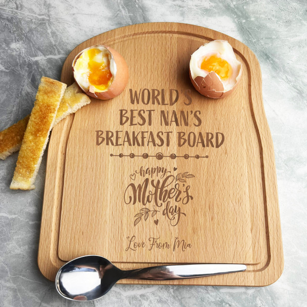 Nan Mother's Day Personalised Gift Eggs & Toast Soldiers Breakfast Board