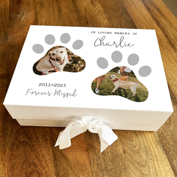 Pet Loss Memorial Paw Print Photo Personalised Memory Rememberence Keepsake Box