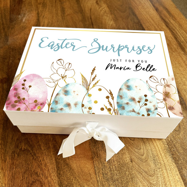 Watercolour Easter Eggs Personalised Chocolate Treats Sweets Hamper Gift Box