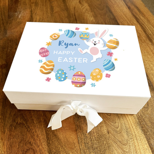 Happy Easter Bunny Eggs Cute Blue Child Chocolate Treats Sweets Hamper Gift Box