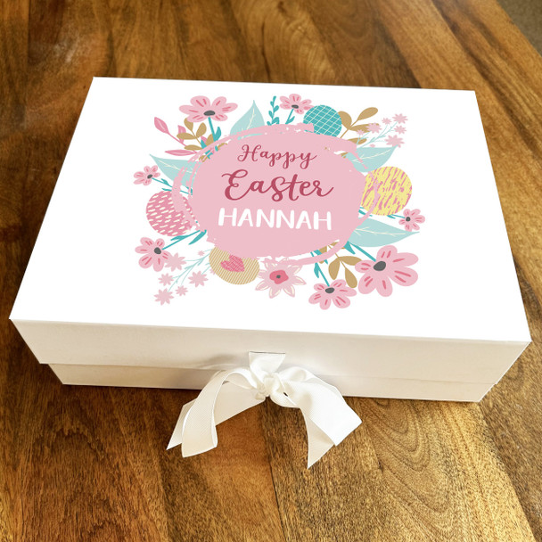 Happy Easter Pink Flower Egg Female Girl Chocolate Treats Sweets Hamper Gift Box