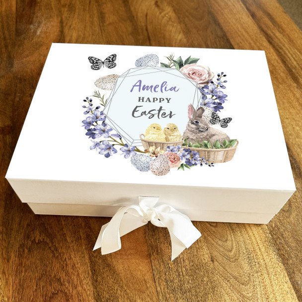 Happy Easter Purple Bunny Chicks Chocolate Treats Sweets Hamper Gift Box