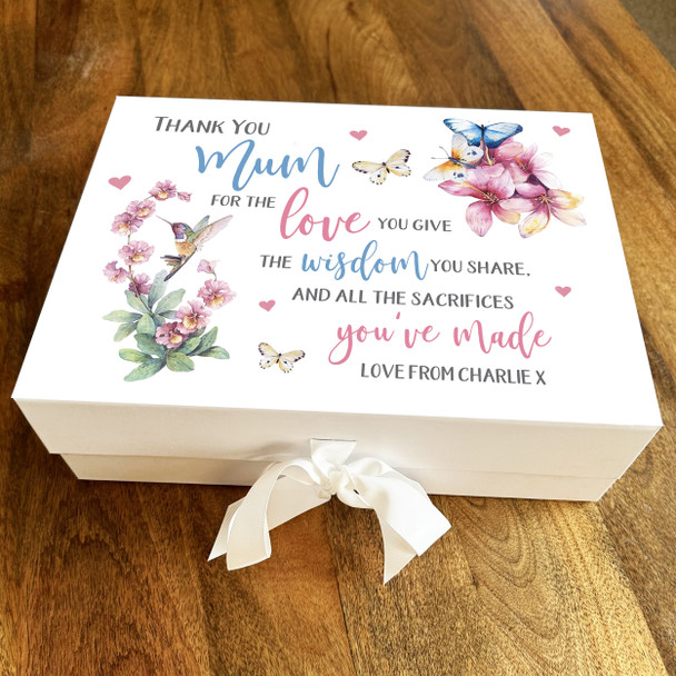 Mum Thank You Hummingbird Mother's Day Birthday Keepsake Memory Hamper Gift Box